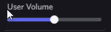 a mouse pointer is pointing to a blue bar that says user volume