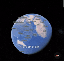 a map of the earth showing 1216 8th st sw