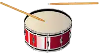 a drum with a drum stick sticking out of the top
