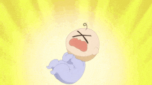 a cartoon baby is crying with a x drawn on its face