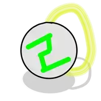 a drawing of a circle with a green letter z on it
