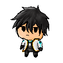 a pixel art of a boy with black hair wearing sunglasses