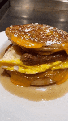 French Toast Waffle Breakfast Sandwich Food GIF