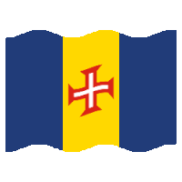 a blue and yellow flag with a red and white cross on it