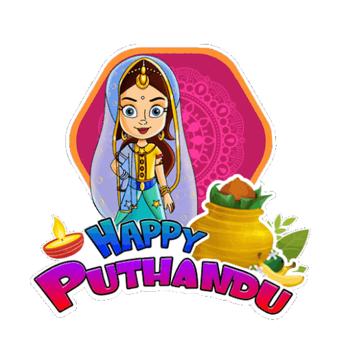 Happy Puthandu Princess Indumati Sticker - Happy Puthandu Princess Indumati Chhota Bheem Stickers
