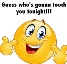 a smiley face with the words " guess who 's gonna touch you tonight " below it
