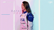 a close up of a woman with the name rafaela ferreira on her face