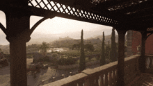 a view from a balcony overlooking a valley