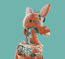 a cartoon of a fox with a big mouth and teeth
