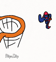 a cartoon of a spiderman jumping through a hoop