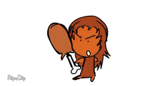 a cartoon of a person holding a chicken leg with the word flipa clip below it .