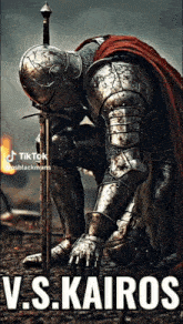 a picture of a knight with a sword and the name v.s. kairos on the bottom