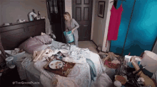 cleaning eleanor shellstrop the good place throwing garbage messy room
