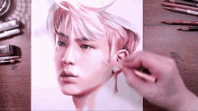 a drawing of a man 's face with prismacolor pencils