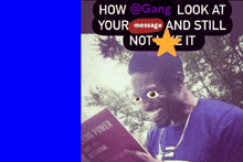 a man is reading a book titled " being power "