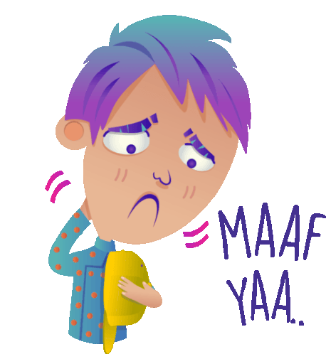 Bashful Boy Says "Sorry Yaa" In Indonesian Sticker - Family First Sorry Apology Stickers