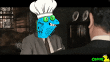 a cartoon of a monster wearing a chef 's hat with creepz written on the bottom
