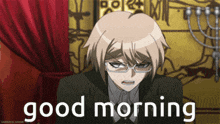 a picture of a man with glasses and the words good morning