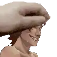 a pixel art of a man with a hat on his head