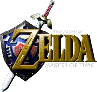 a logo for the video game zelda with a shield and sword