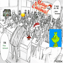 a black and white drawing of a classroom with the words merry christmas on it
