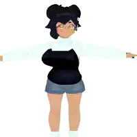 a 3d model of a girl with a skull on her head