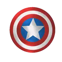 a red white and blue circle with a white star in the center