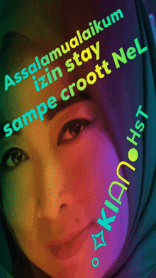 a woman wearing a hijab with the words assalamualaikum on her face