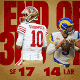 a poster for the sf 17 14 lar game