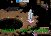 a video game with the words deploy the throne on the bottom