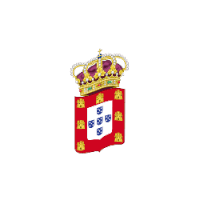 a red shield with a crown on top of it