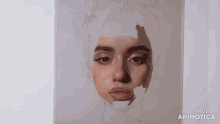 a painting of a woman 's face is being made by animatica .