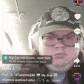 a man wearing headphones and a hat is talking about big gay ice cream