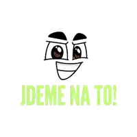 a cartoon face with the words " jdeme na to " written below it