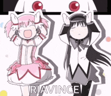 a cartoon of a girl and a cat with the word riavnce on the bottom
