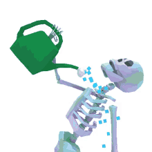 skeleton watering water thirsty shower