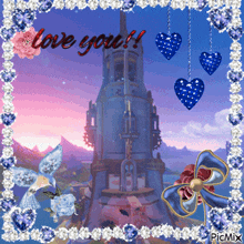 a picture of a castle with the words " love you " on it