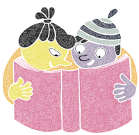 Peter And Lotta Reading A Book Sticker - Cosy Love Reading Book Stickers