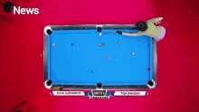 a pool table with the name echa sudharto on the top