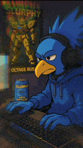 a cartoon of a bird wearing headphones with the words lock in below him