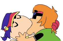 a couple of cartoon characters kissing each other
