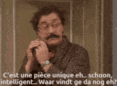 a man with glasses and a mustache has a watch on his wrist