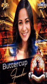 a poster for buttercup founder shows a woman and a man