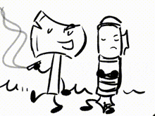 a black and white drawing of a man smoking a cigarette next to a man holding a lantern .