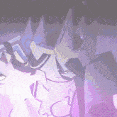 a purple and white drawing of a fox with a purple background