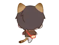 a cartoon drawing of a boy with cat ears and a red purse