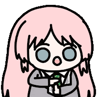 a cartoon girl with pink hair is wearing a suit and tie and holding a green plant .