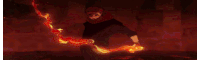 a man is standing in a dark room holding a fireball in his hand .