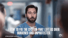i vow to fix the system that left us over burdened and unprotected ryan eggold dr max goodwin new amsterdam i promised to fix the messed up system