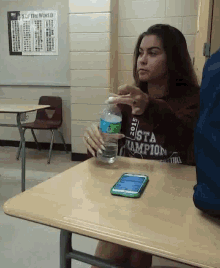 recorded girl drink water bottle